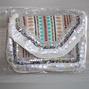 Bohemian style multicolored bag 
Can be used as a clutch